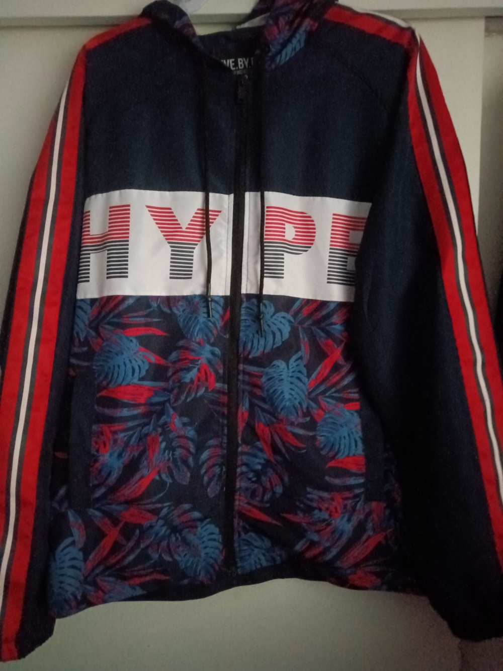 Hype Navy Blue Red Graphic Hoodie Jacket